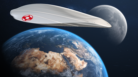 Starship Xplorers Nova Nexus spaceship hovering in space above our Earth - representing the ability to preserve a spaceflight ticket directly on this page.