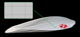 The spaceship Nova Nexus from Starship Xplorers in black space with a detailed look on the hull material.