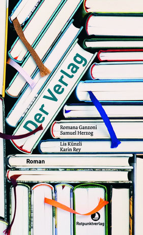 Auf dem Cover von "Der Verlag" sind gestapelte Bücher.