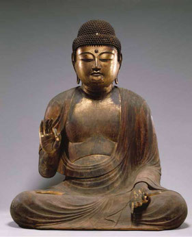 Amida Nyorai, Periodo Heian, XII. Legno coperto di lacca urushi, Kyoto National Museum