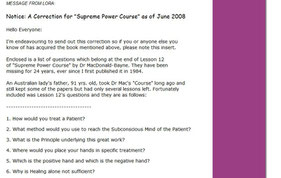 Notice: A Correction for "Supreme Power Course" as of June 2008