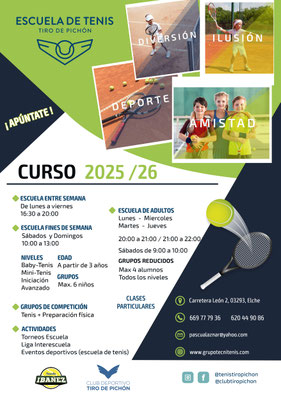 Cartel Escuela de Tenis Tiro Pichón Elche