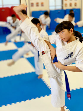 基本稽古　ハイキック　空手　高い　足　技　女子