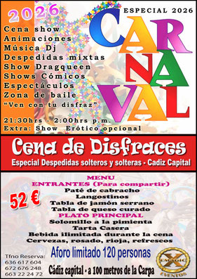 Cena especial carnaval de Cadiz