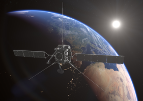 Solar Orbiter fliegt an der Erde vorbei (Bild: ESA).