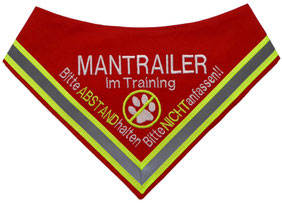 Hundehalstuch Mantrailer in Ausbildung, in rot, Baumwolle, mit Reflektor, textilfashion.de