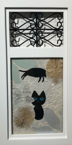 Lis 「黒猫」 ¥6,600 彫紙アート 120㎜×220㎜(内寸80㎜×115㎜)