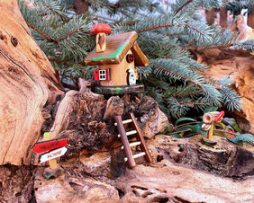 scala scaletta fate gnomi miniatura legno corda giardino segreto alberi streghe maghi