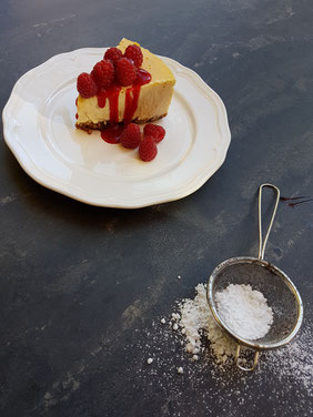 New York Cheesecake mit Himbeeren