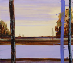 Paars-roze lichtreflecties 60x70cm acryl en olie op canvas 2001 (Privé collectie Velp Nederland)
