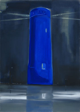Blauwe toren 90x65cm olieverf op canvas 1998. Basisstipendium, Fonds voor Beeldende Kunsten Vormgeving en Bouwkunst Amsterdam 1999