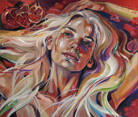 RUBY POMEGRANATES, 120x140cm, oil on canvas, 2026