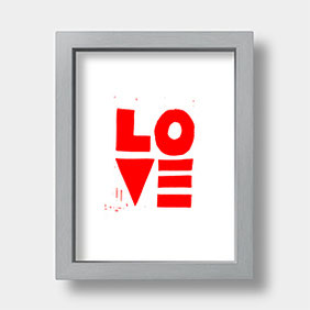 Linoldruck auf Fotokarton – LOVE