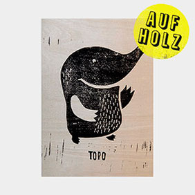 Topo der Maulwurf – Linoldruck auf Holz