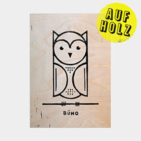 Bùho die Eule – Linoldruck auf Holz