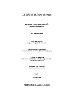 Menu 25 décembre