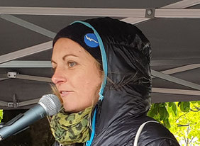 Pia Klemp, Kapitänin des Rettungsschiffes IUVENTA im Mittelmeer auf der Sonntagsdemo am 5. Mai 2019 in Bregenz Bild:spagra