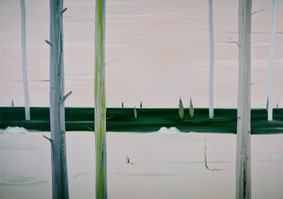 De stilte in het landschap 120x170cm olieverf op katoen 2001 (Collectie Kunstuitleen Breda)