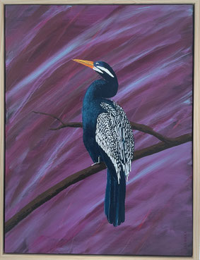 "Lady Darter" 50cm x 65cm Acrylic on canvas, pinewood frame $300 (Excluding freight)