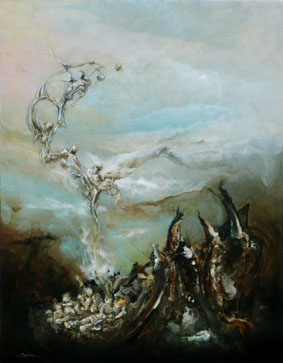 Le jour d'après REborn 5 acrylique sur toile dim 116cmx89cm