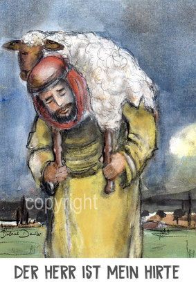christliche Karte,  der gute Hirte Psalm 23