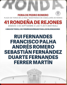 Toros de Fermin Bohorquez pour Rui Fernandes, Francisco Palha, Andrès Romero, Sebastian Fernandez, Duarte Fernandes et Ferrer Martin