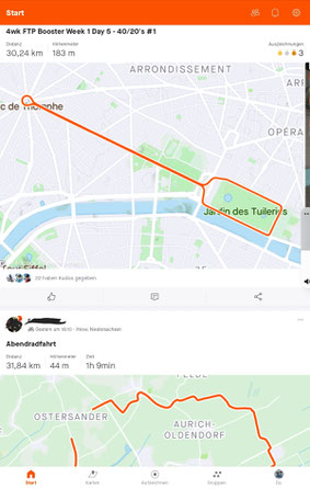 Apps für Rennrad Strava