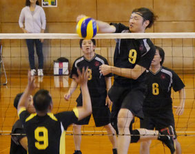 第39回八重山日報杯争奪バレーボール大会が開かれた=29日、石垣市総合体育館