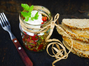 Linsen-Tomaten-Salat / Fetacreme