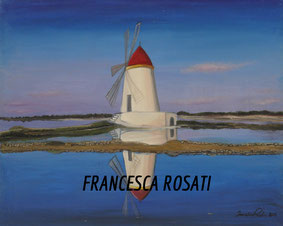 MULINO NELLE SALINE SICILIANE, OLIO SU TELA 40X50 CM, ANNO 2011