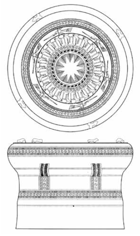 Fig. 9. Prohear schema of the “lady drum” (burial 4, D45/H30 cm /courtesy)