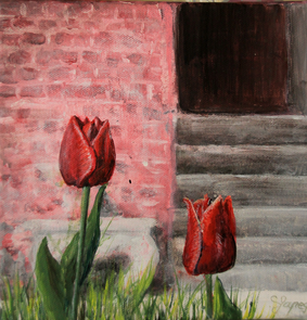 Tulpen 20  x 20 cm Acryl auf Leinwand