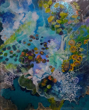 夏の折り目/ 長谷川 理奈/アクリル画/F3号(273 × 220mm)/￥72,600(税込み)