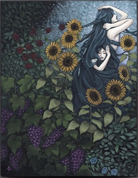 才能　2023/ 赤池 ももこ/アクリル絵の具、木製パネル/F0(14×18cm)/額装済 ￥39,600(税込)