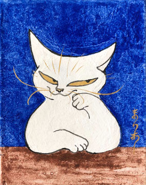 「小窓より」　By the Small Window　9×7cm　日本画　Japanese Painting　\88,000　※額縁込の価格です