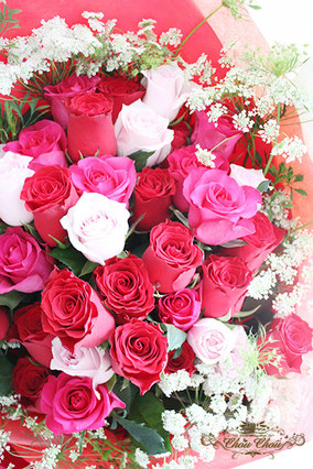 ディズニー プロポーズ　ディズニーランドホテル　４０本の薔薇　花束　意味　花言葉　オーダーフラワー シュシュ　chouchou