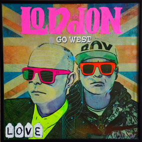Divo Santino, Collage, Acryl, Wandbild, London, Go West, Pop, Cover, Pet Shop Boys