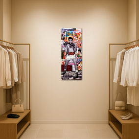 Stylische Boutique mit dem tropischen Wandbild ALOHA HAWAII im Kassenbereich