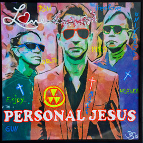 Divo Santino, Collage, Acryl, Wandbild, Personal, Jesus, Pop, Cover, Depech Mode