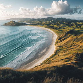 fotografia de una playa y montañas para representar la geografia de un paisaje