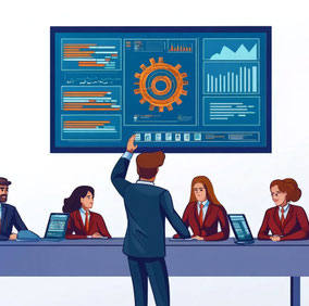 consultor capacitando a los otros empleados