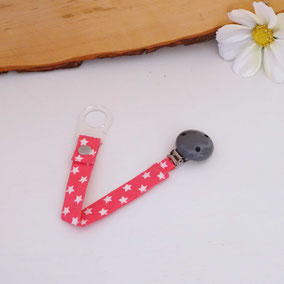 Schnullerband, Sterne, pink, KAM-Snaps, Schnullerkette, Baby, Geschenk Geburt Geburtsgeschenk Schnullerkind Schnuller Mam Mam-Adapter
