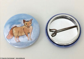 Joloba Berlin Friedrichshain Sascha Dommenget Kunst Button Broschen Tiere Zeichnungen Tusche Bleistift Aquarell Tiere Fuchs