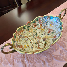 コンポート 陶磁器 真鍮 小物入れ 雑貨 花器 フラワーベース アンティーク調 シノワズリー インテリア雑貨