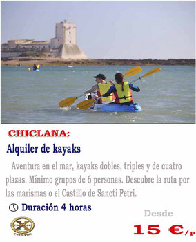 alquiler de kayak en Conil de la frontera