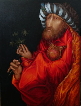 Alter Mann mit Distel