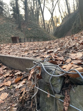 defekte Gabionen im Mörlagraben