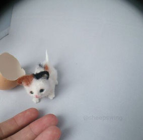 羊毛フェルト 猫 手乗り 植毛