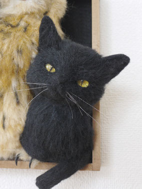 ねこ ふくろう 羊毛フェルト リアル
