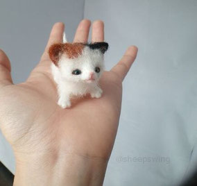 羊毛フェルト 猫 手乗り 植毛
